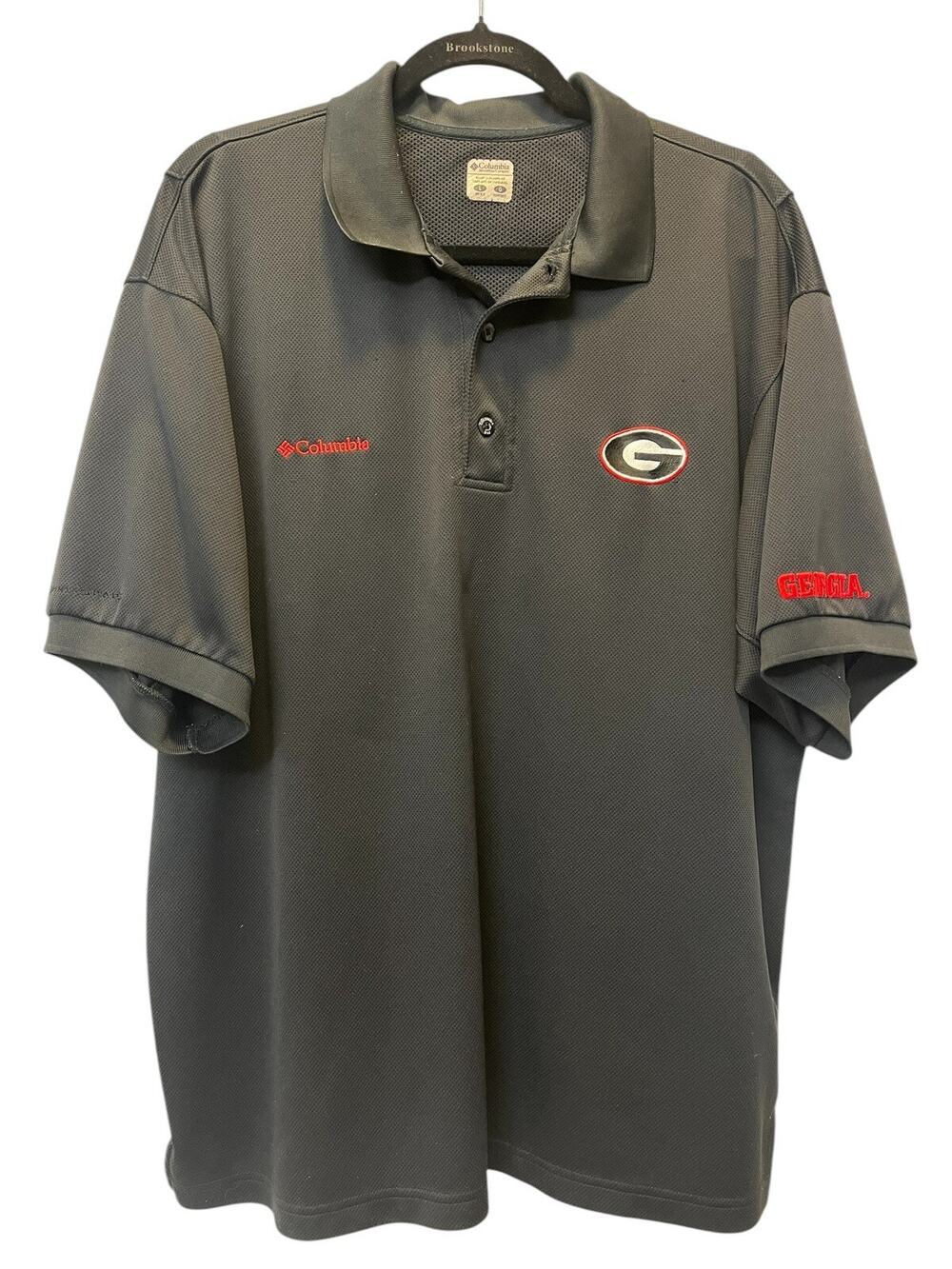 Mens Columbia PFG Georgia Bulldogs UGA Polo Golf Fishing Shirt Size Adult Large